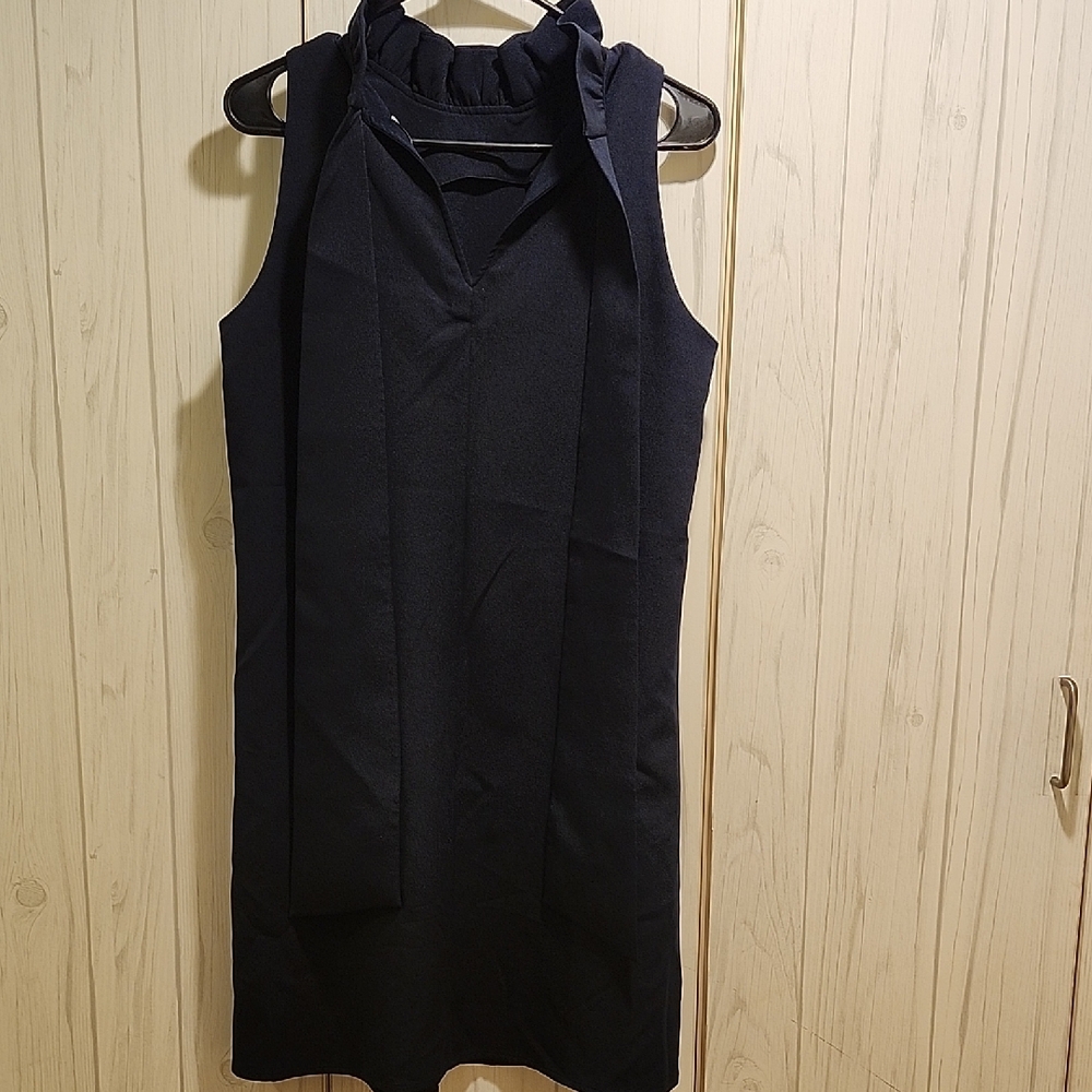Tuckernuck Navy Ruffle Neck Mini Dress - Picture 3 of 6